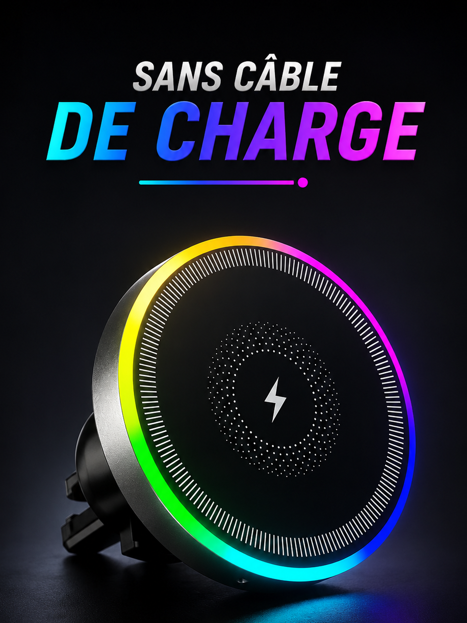 Support téléphone magnétique RGB blanc avec câble pour voiture